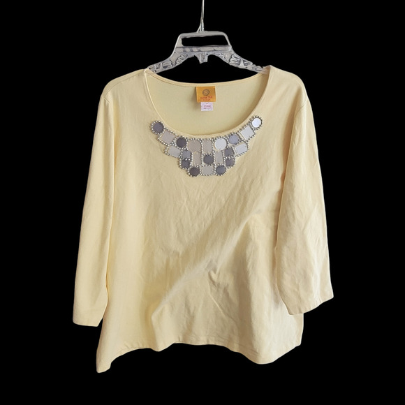 Ruby Road Women 1X Mid Sleeve Classic Style Shiny Embellishments with Gold Beads - Picture 7 of 11